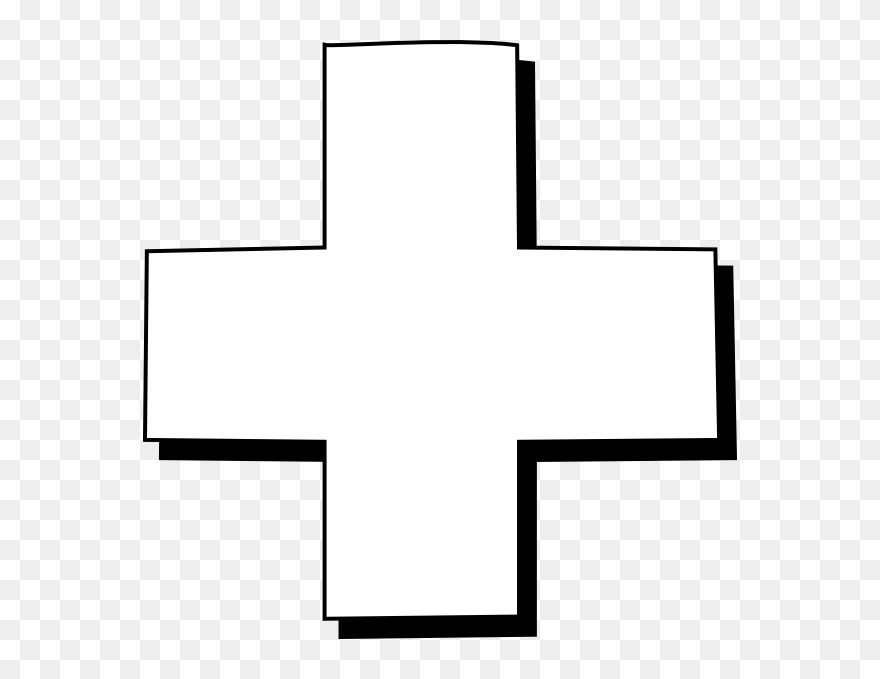 Cross Outline Clip Art At Clker - White Plus On Black Background - Png Download
