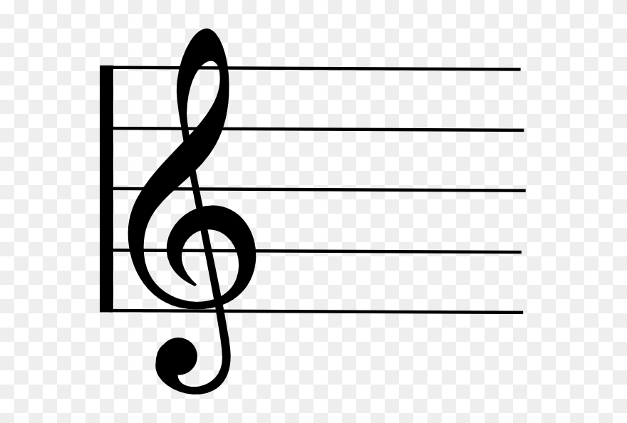 Sheet Music Clipart Music History - Treble Clef On Stave - Png Download