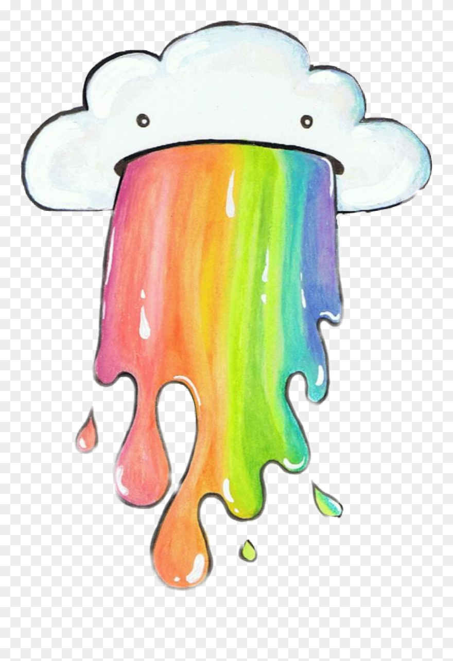 #cloud #rainbow #vomit - Cloud Barfing Rainbows Clipart