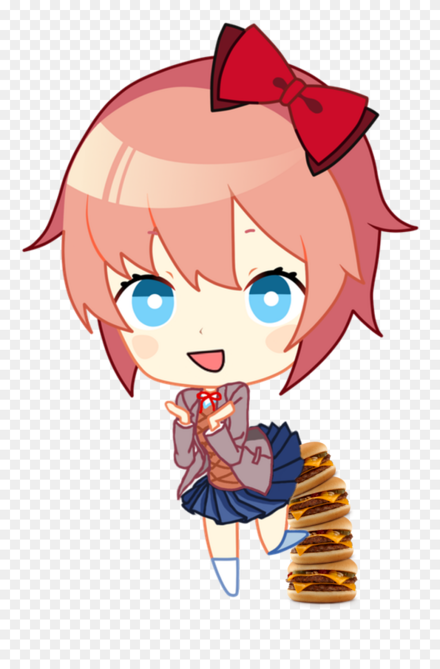 Chibi Sayori But She Has Ass Burgers Ddlc Png Monika - Doki Doki Literature Club Sayori Chibi Clipart
