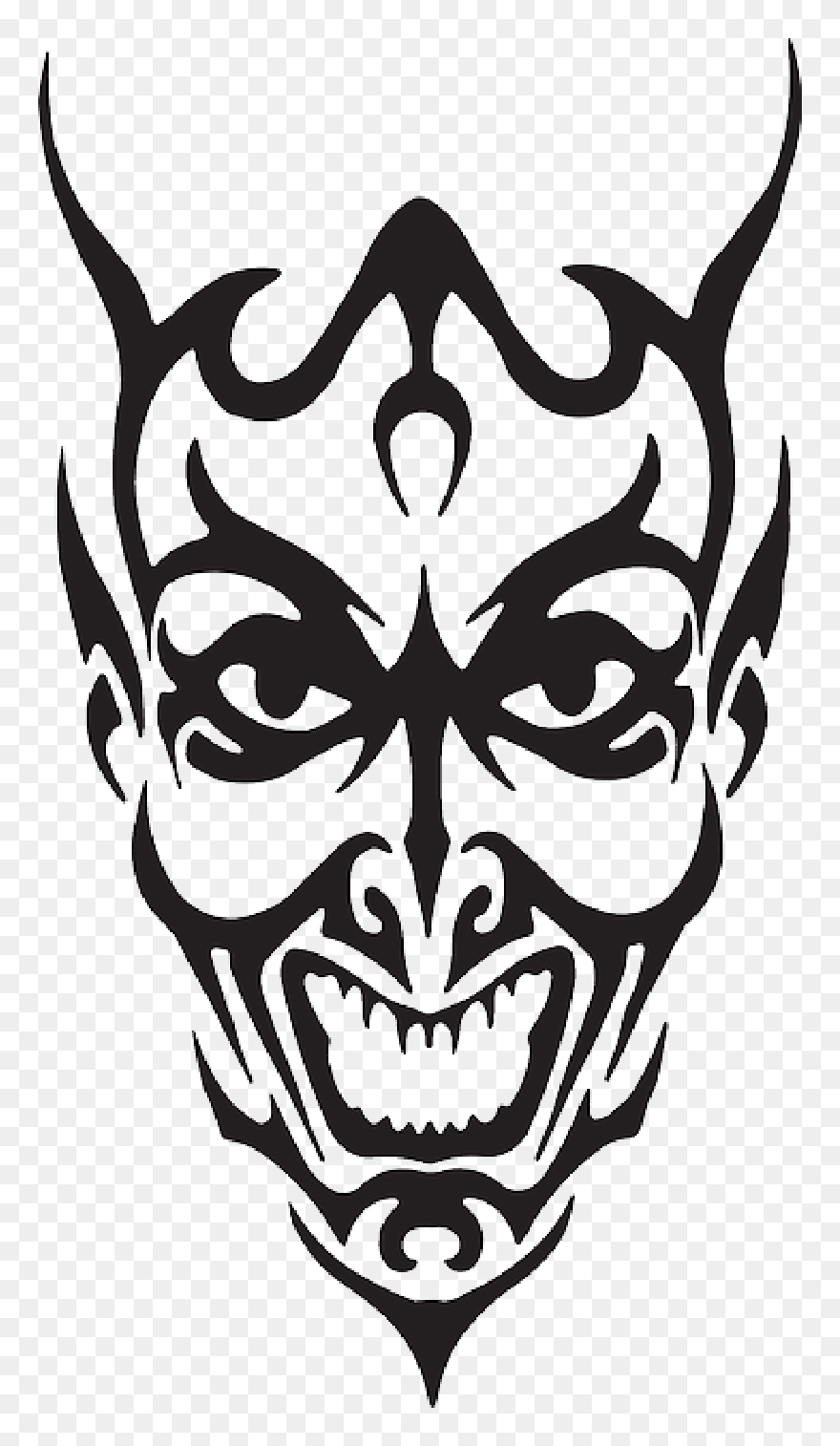 Transparent Demons Clipart - Black And White Devil Face - Png Download