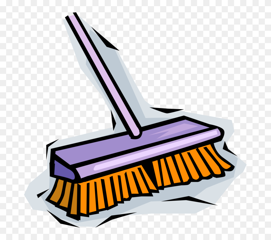 Vector Illustration Of Cleaning Broom Sweeping - Push Broom Clipart - Png Download
