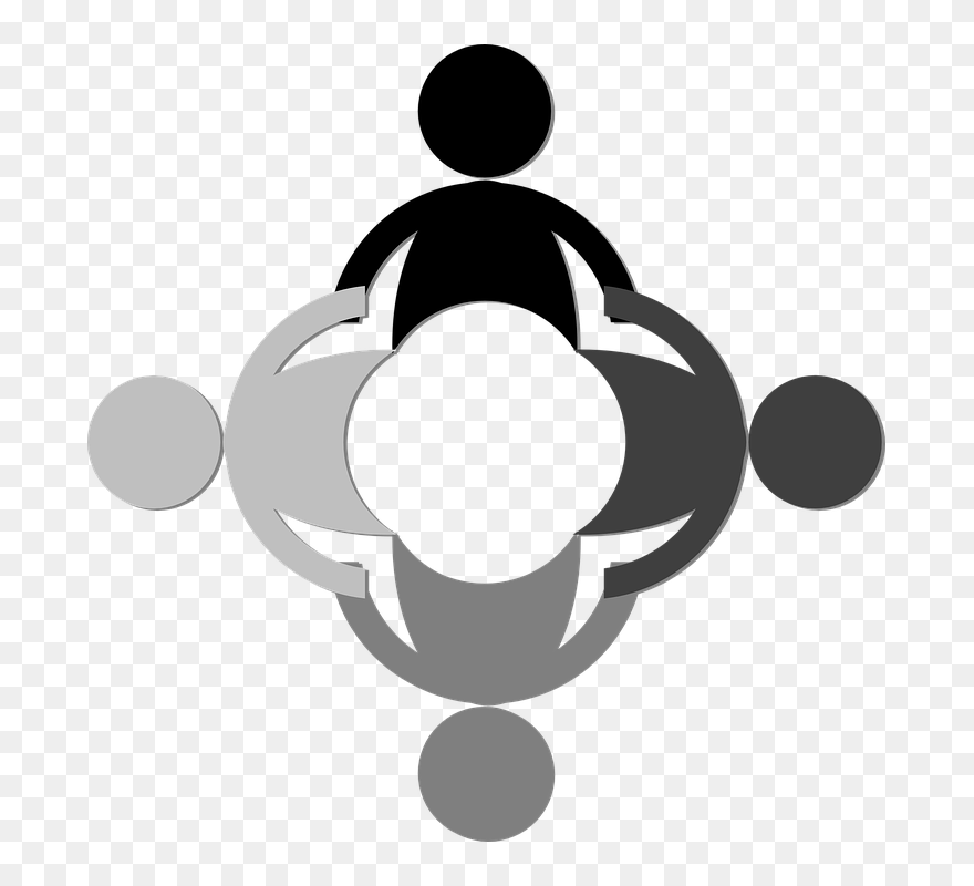 Community Four People Holding Hands Together Black - Black Community Clip Art - Png Download