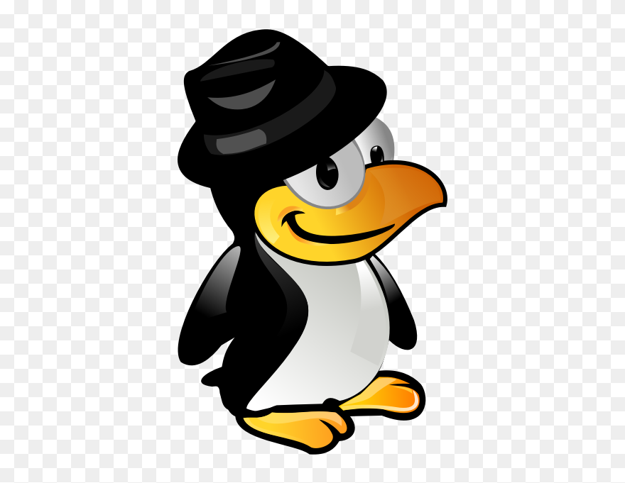 Tux With Black Hat Vector Image - Linux Mint Debian Clipart