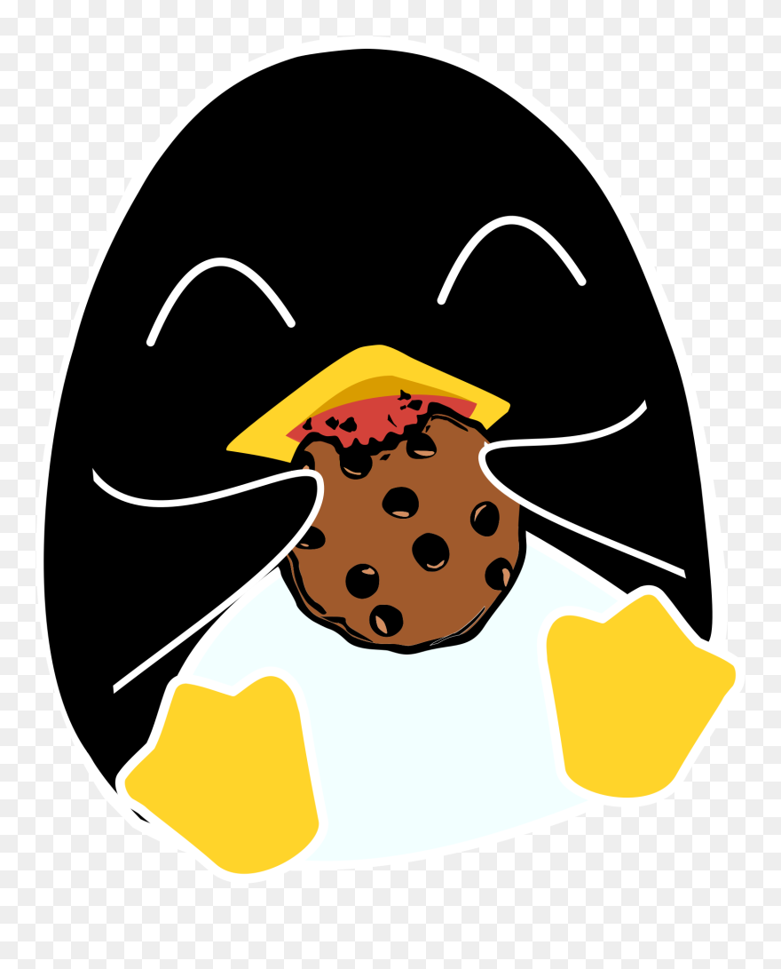 Nom Nom Tux Clip Arts - Penguin Eating Cookies - Png Download
