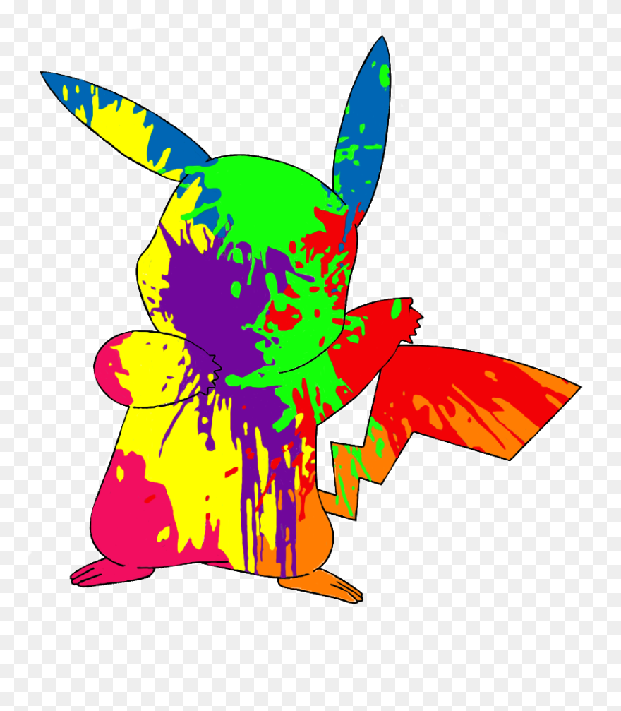 Paint Splatter Pikachu By Backapple - Trippy Pikachu Transparent Clipart