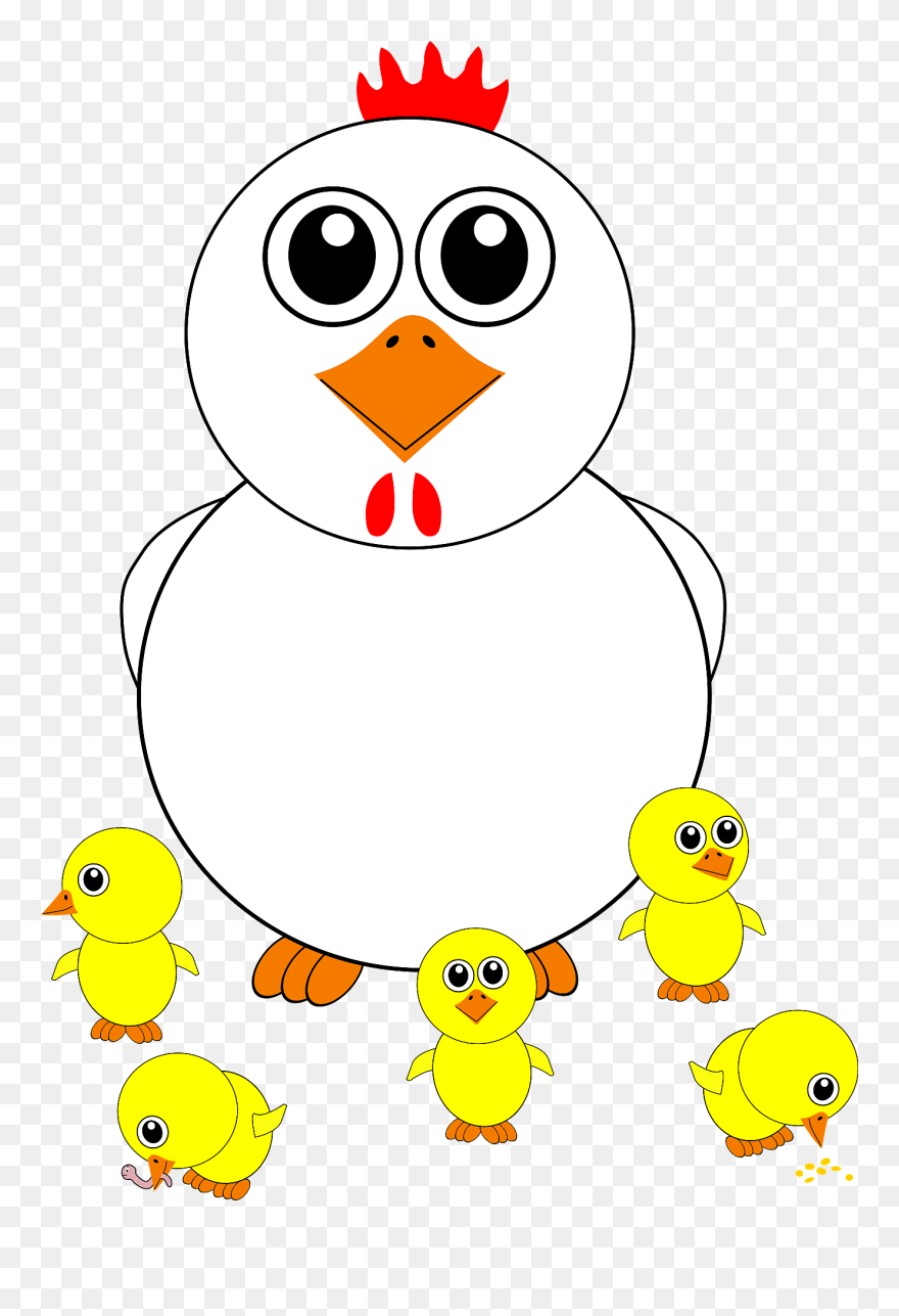 Funny Chicken And Chicks Cartoon Clipart - Påske Høne - Png Download