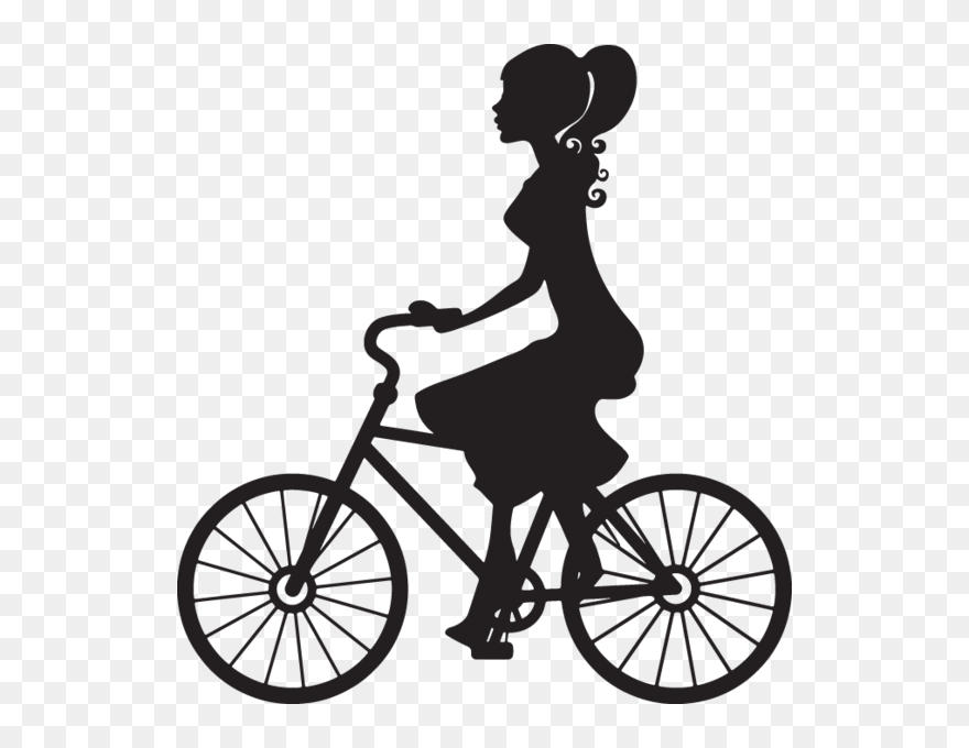 Family Clipart Bicycle - Girl On Bike Silhouette - Png Download