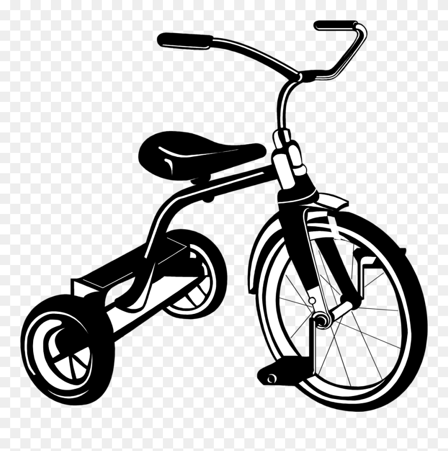 Tricycle Clipart Black And White , Transparent Cartoon - Tricycle Clip Art - Png Download