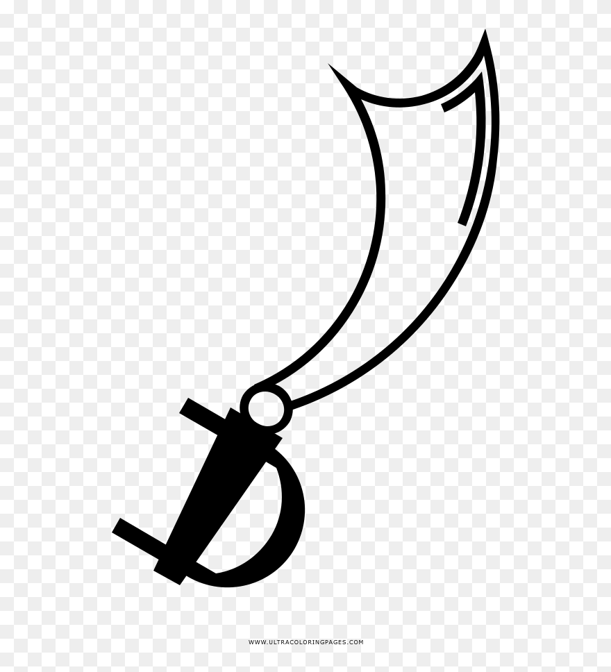Pirate Sword Coloring Page Clipart