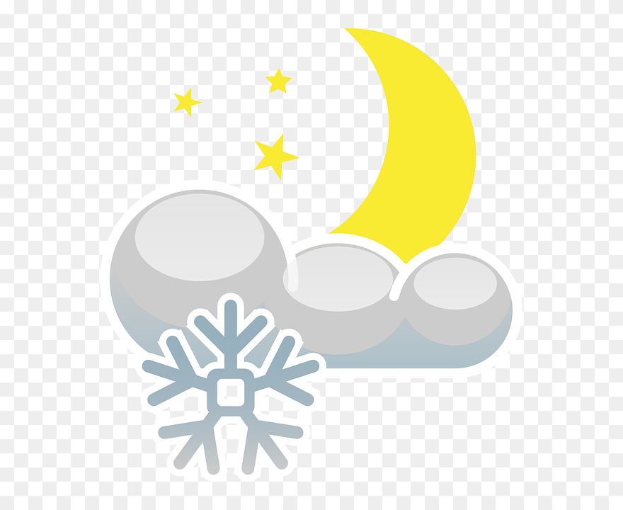 Moon, Stars, Night, Cloudy, Frost, Snow, Cold, Snowing - Animasi Bulan Dan Bintang Clipart