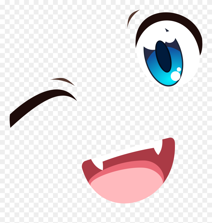 Blue Eyes Wink Open - Anime Eyes And Mouth Clipart