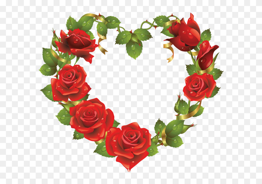 Rose Heart Flower Clipart Picture Heart, Love, Background, - Heart Flower Borders Png Transparent Png