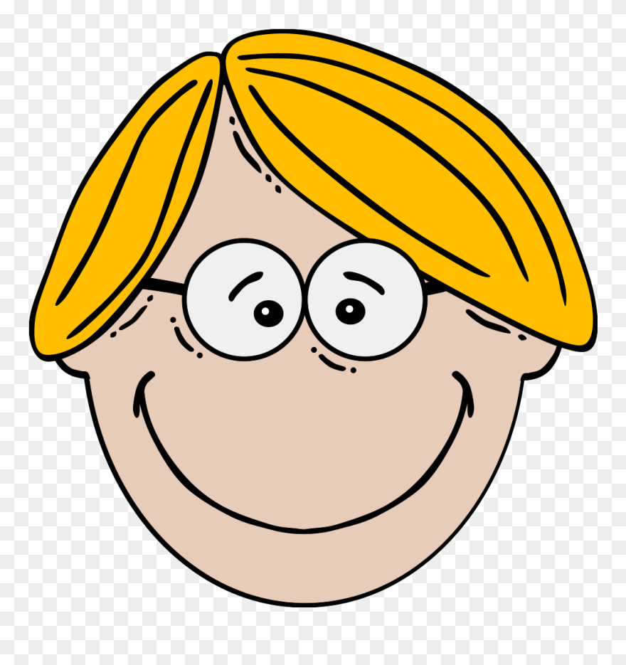 Blond Boy Glasses Svg Clip Arts - Happy Child Face Clipart Black And White - Png Download