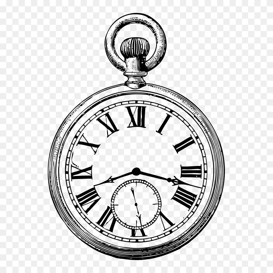 Old Pocketwatch - Pocket Watch Drawing Clipart