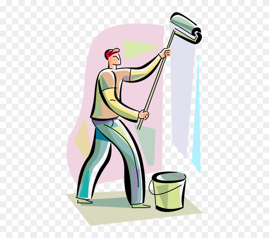 Vector Illustration Of Home Renovation And Decoration - Paint The Wall Vector Png Clipart
