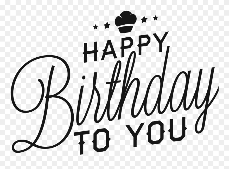 Thiệp Chúc Mừng Sinh Nhật Trắng Đen Clipart