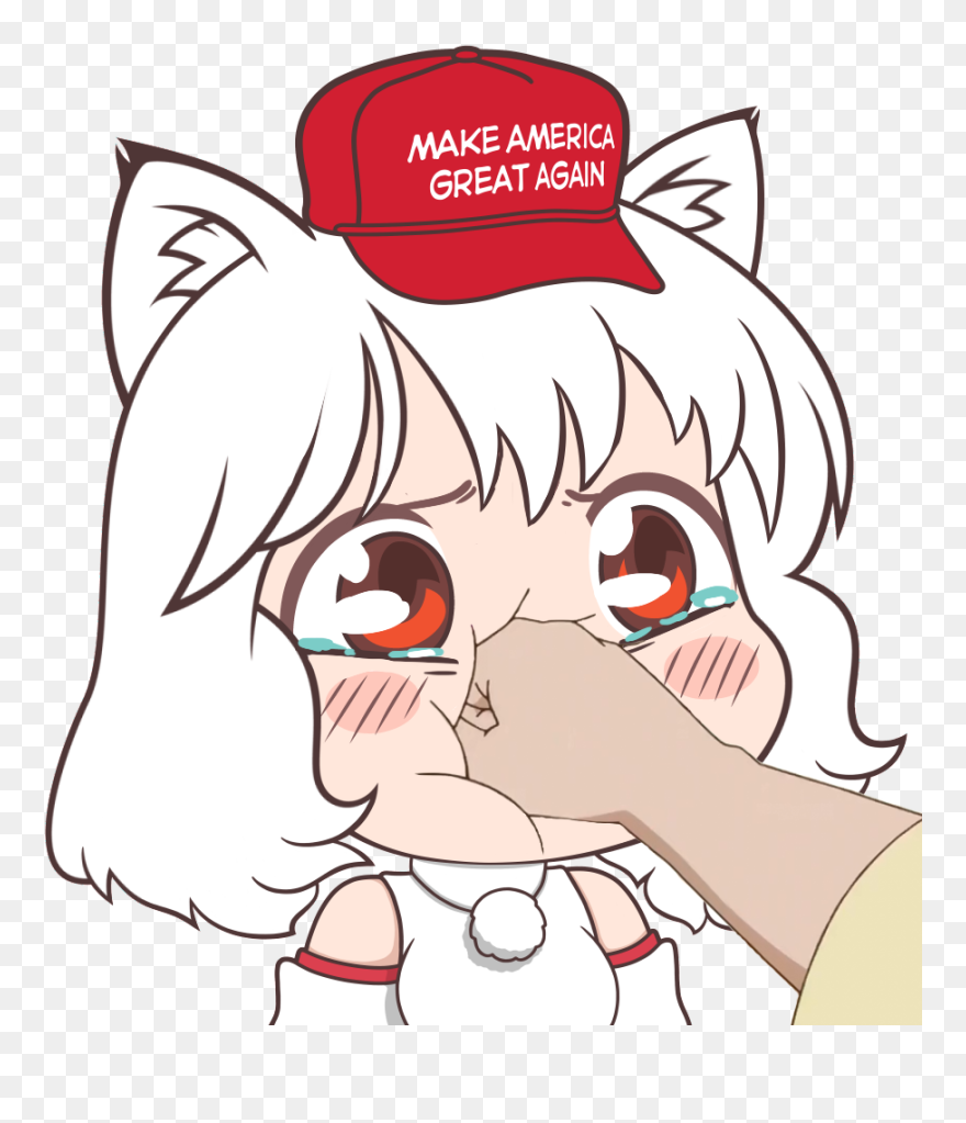 Make America Great Again Face Cartoon White Nose Facial - Maga Hat Anime Girl Clipart