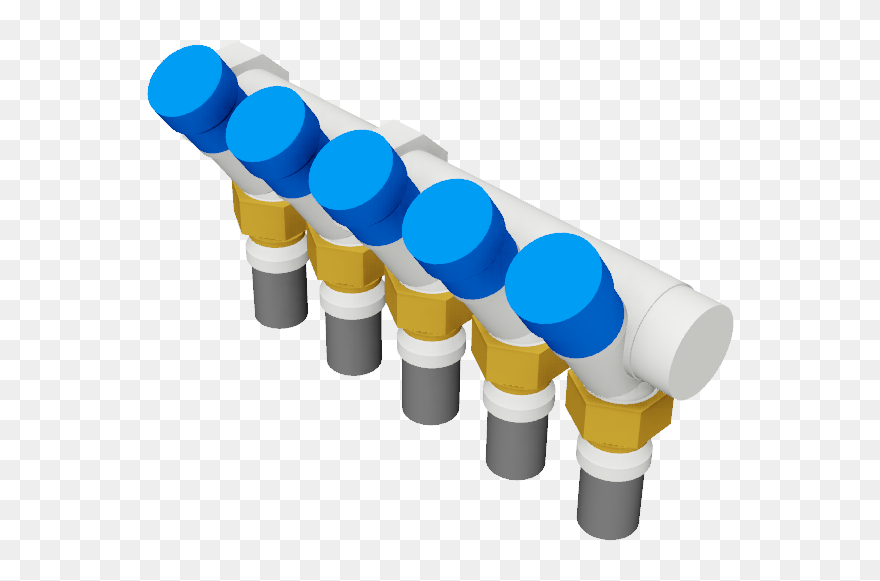 Valsir Pexal Brass 5 Way Nickel Plated Manifold Cold - Cylinder Clipart