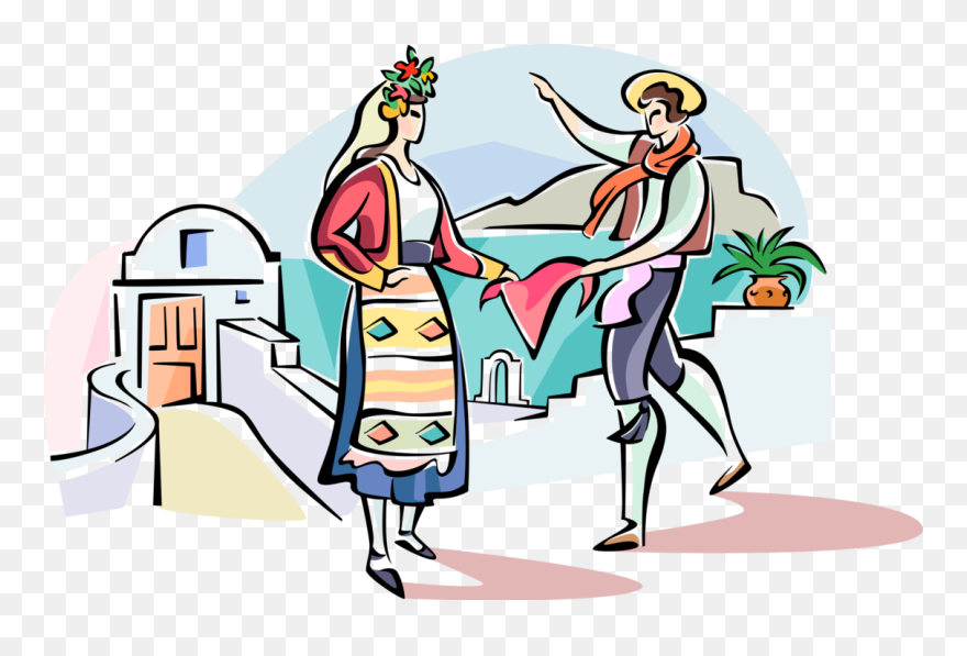 Vector Illustration Of Traditional Greek Wedding Ritual - Greek Dance Clip Art - Png Download