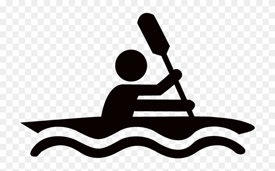 Kayaking Clipart Black And White - Png Download