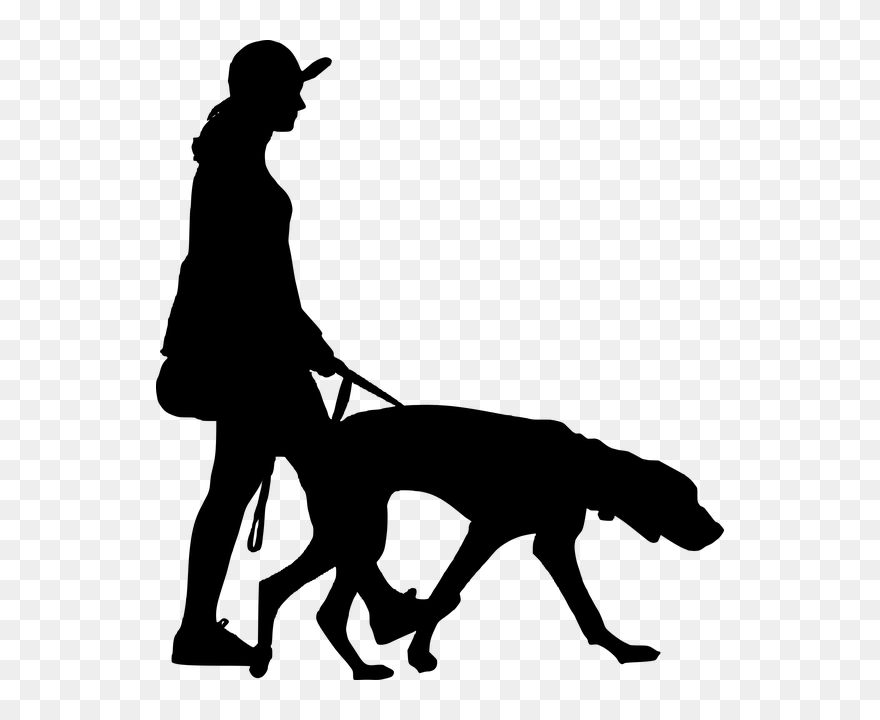 Hiking Dog Clipart Clip Download Hiking Boot Silhouette - People Walking Dog Silhouette - Png Download