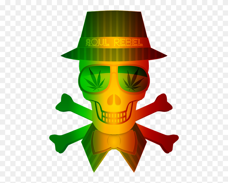 Rasta Weed Skull Clipart