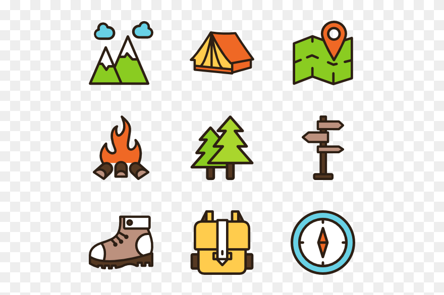 Hiking Icons Free Vector - Hiking Cartoon Drawing Clipart