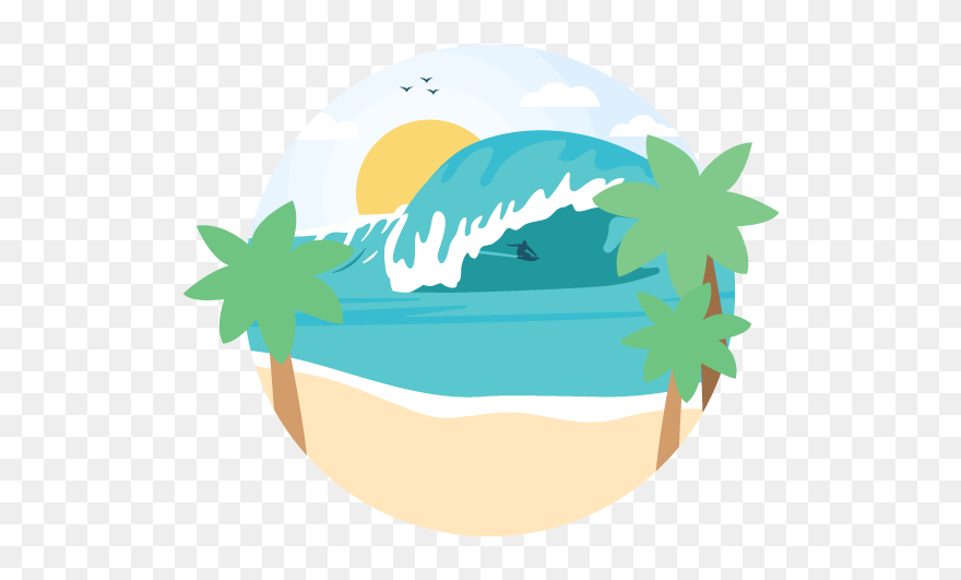Surfin - Surfing Palm Tree Clipart Transparent - Png Download