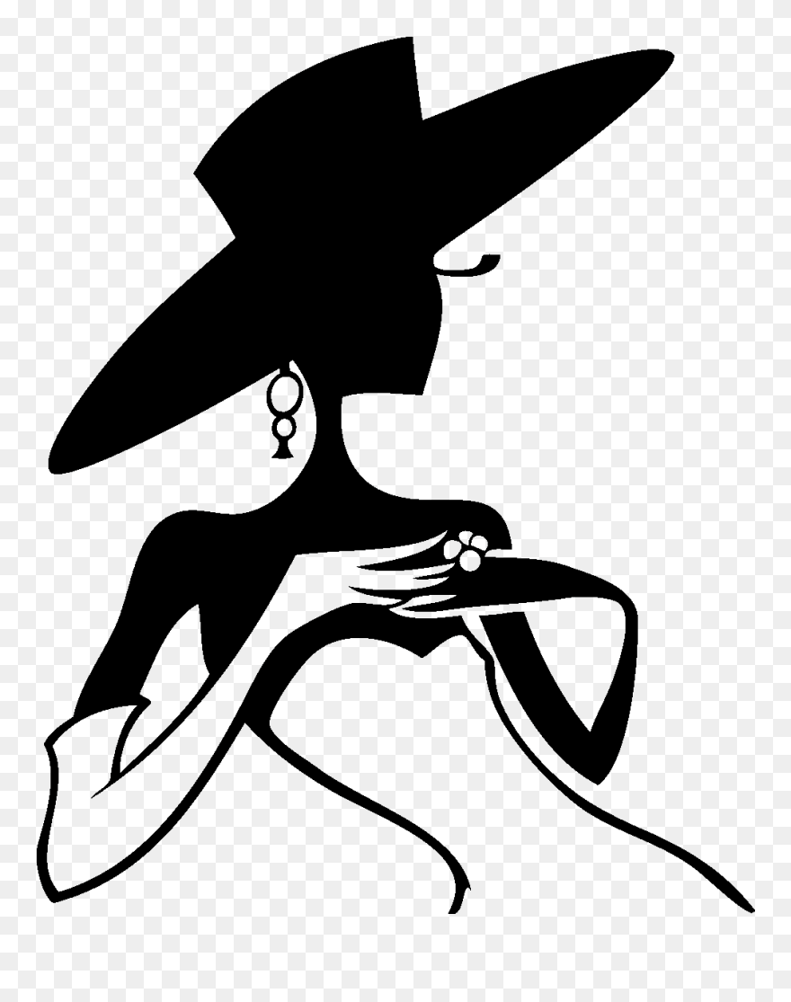 Women With Hat Silhouette Clipart