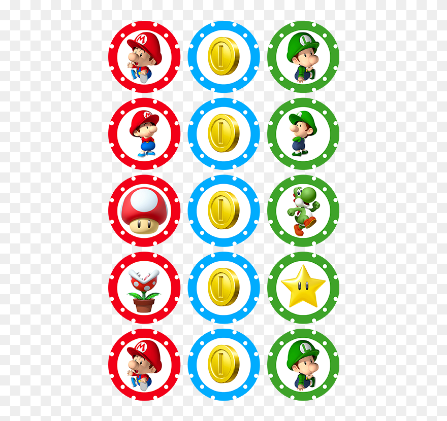 Super Mario Brothers Edible Cupcake Toppers - Mario Bros Cupcake Toppers Clipart