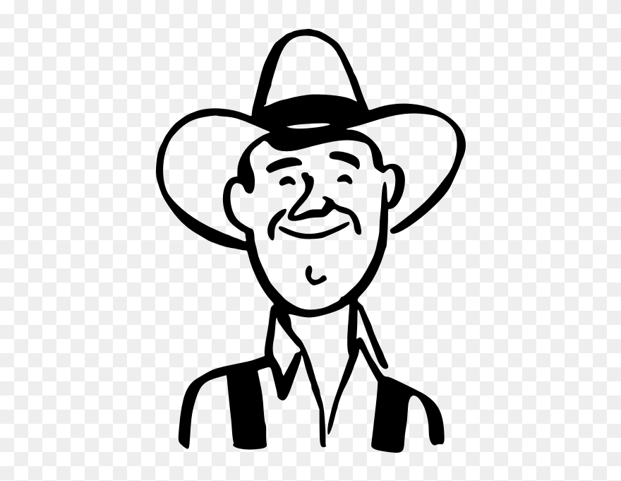 Smiling Man Drawing - Happy Farmer Black And White Clipart