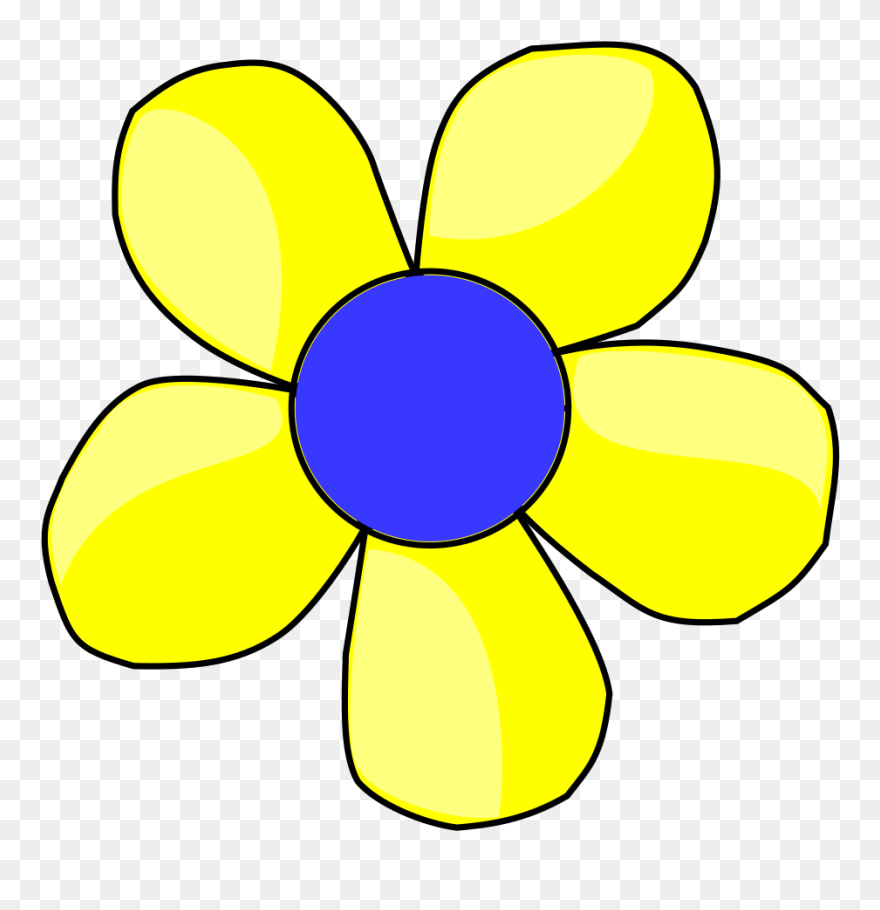 Blue And Yellow Flower Shaded Svg Clip Arts - Blue And Yellow Flowers Clipart - Png Download