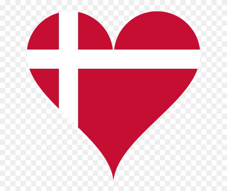 Heart Love Flag Denmark Red Cross Europe - Flag Clipart