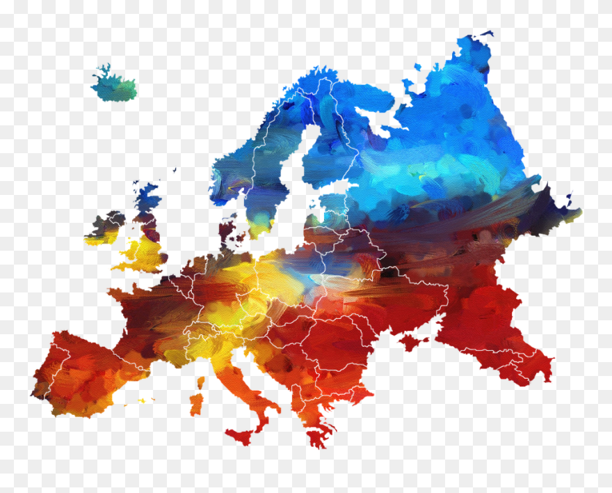 Europe Zone 1 And 2 Clipart , Png Download - Painted Map Of Europe Transparent Png