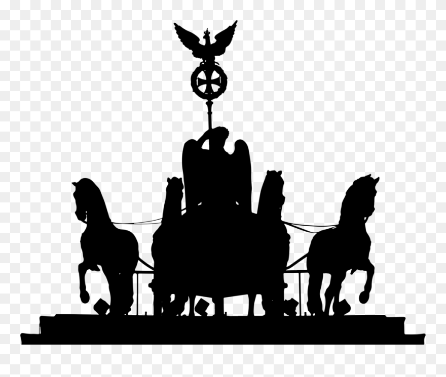 Horse,chariot,silhouette - Brandenburg Gate Vector Clipart