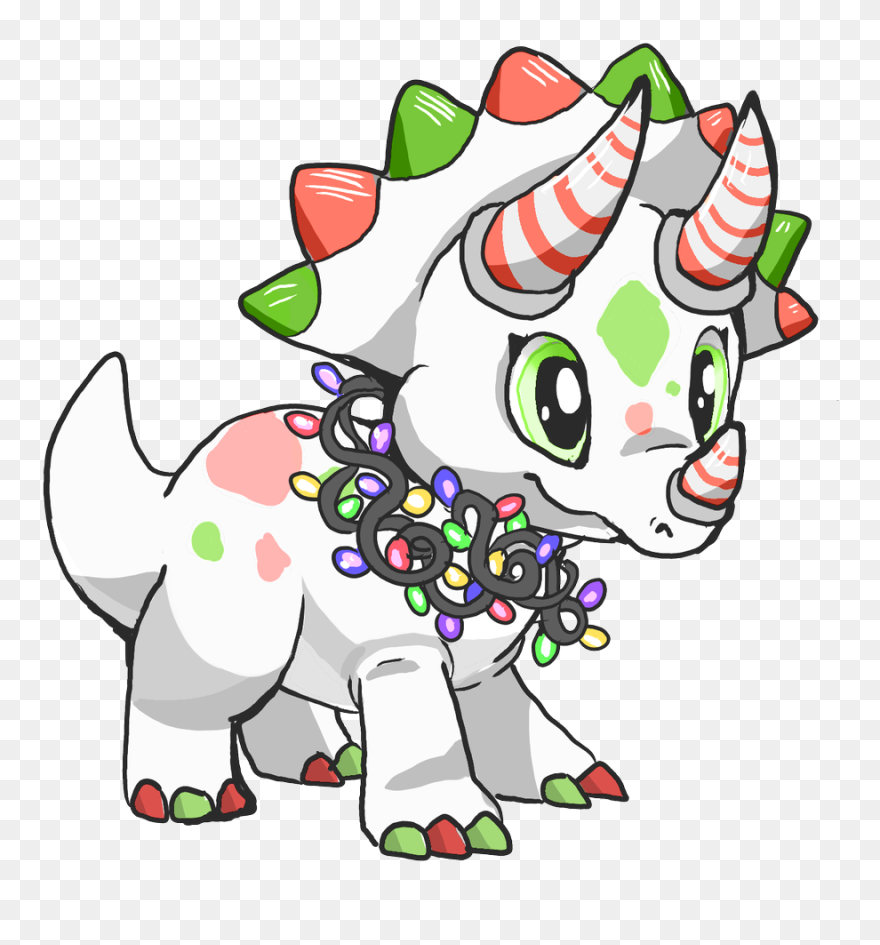 Christmas Triceratops Clipart - Png Download