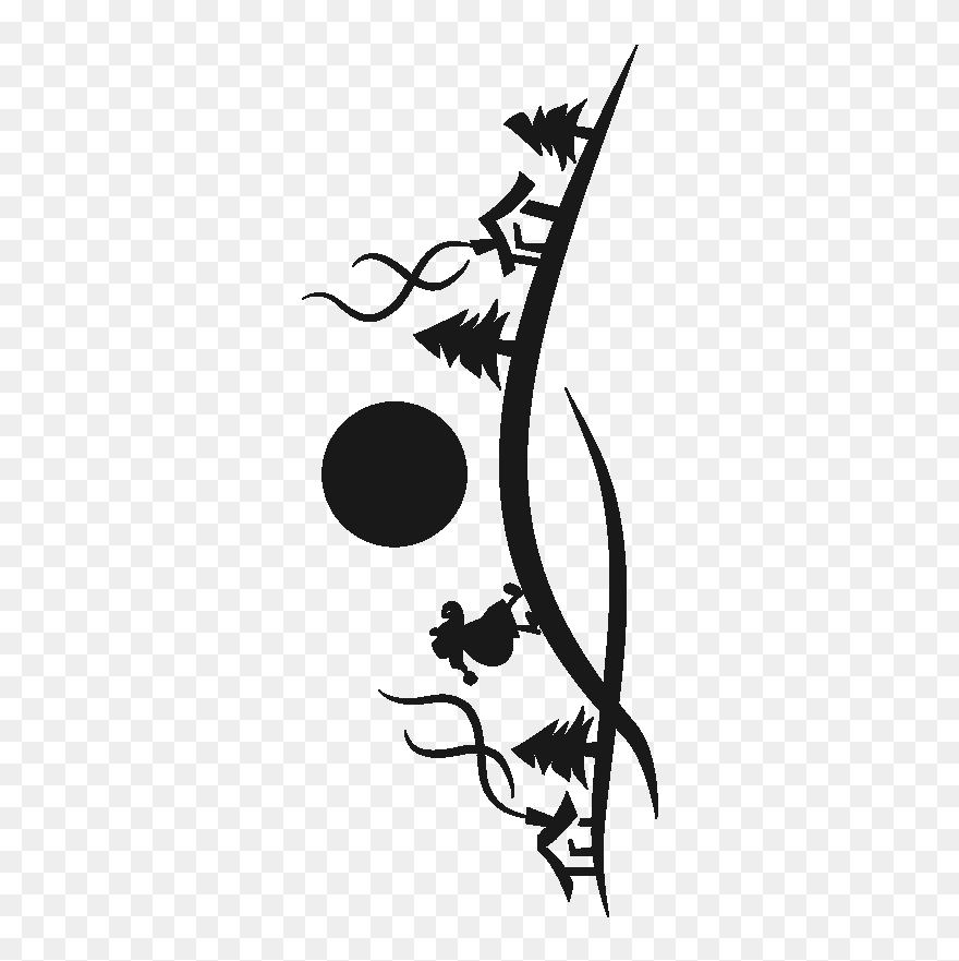 Silhouette Winter Scene Clipart - Png Download