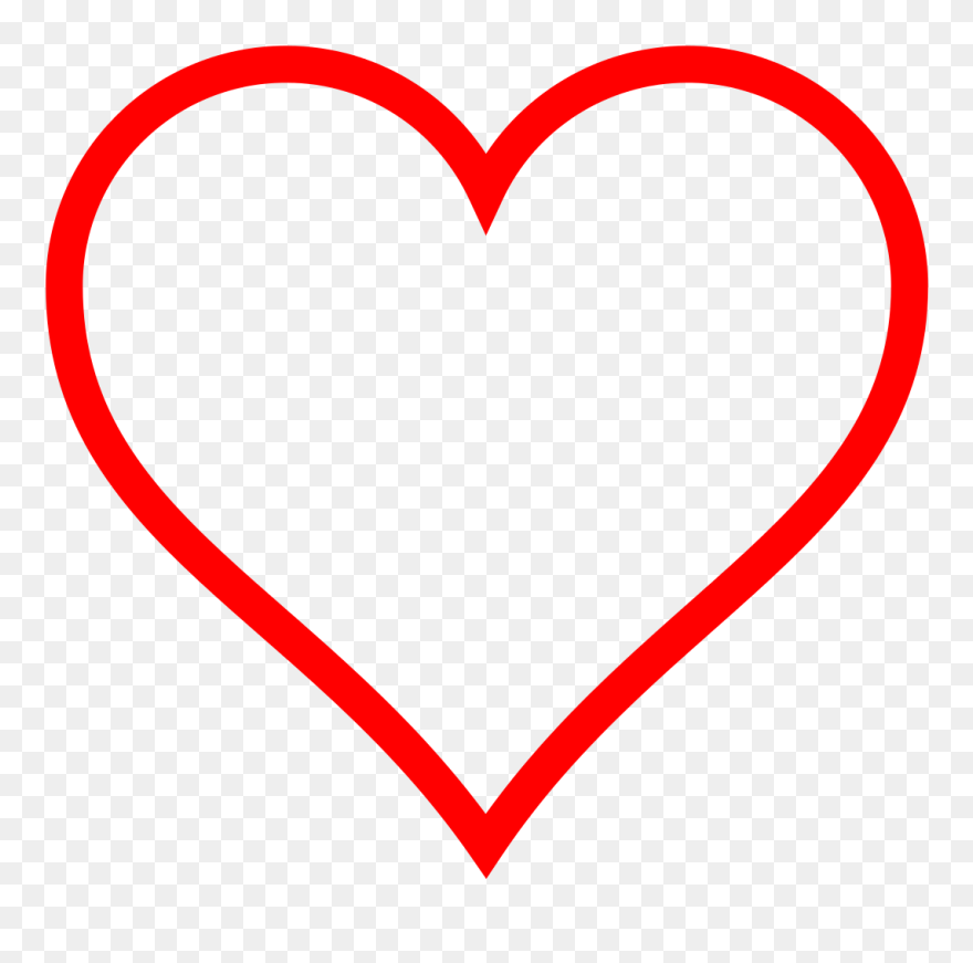 Red Outline Heart Clipart - Png Download