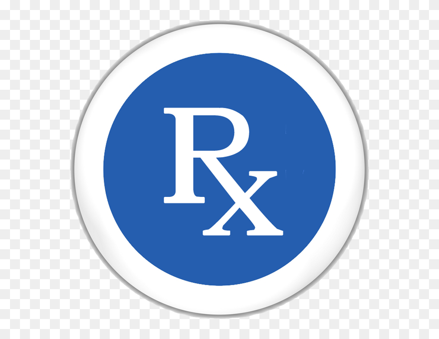 Rx Symbol Blue White Round Button - Rx Icon Png Clipart