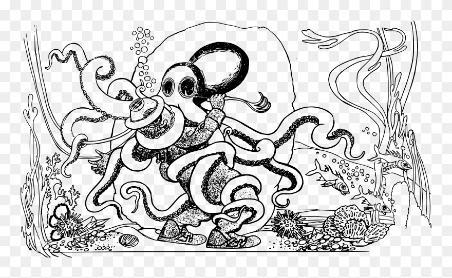 Diver Octopus Clip Art Png Download (5476558) PinClipart