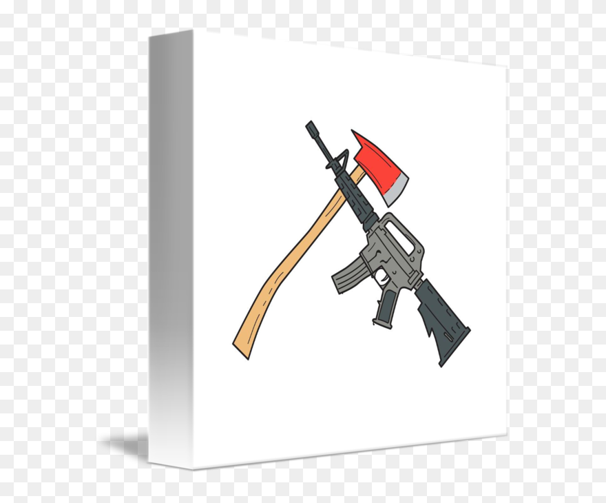 Crossed Fire Ax And Carbine Rifle Drawing - Gun Drawing Big Clipart