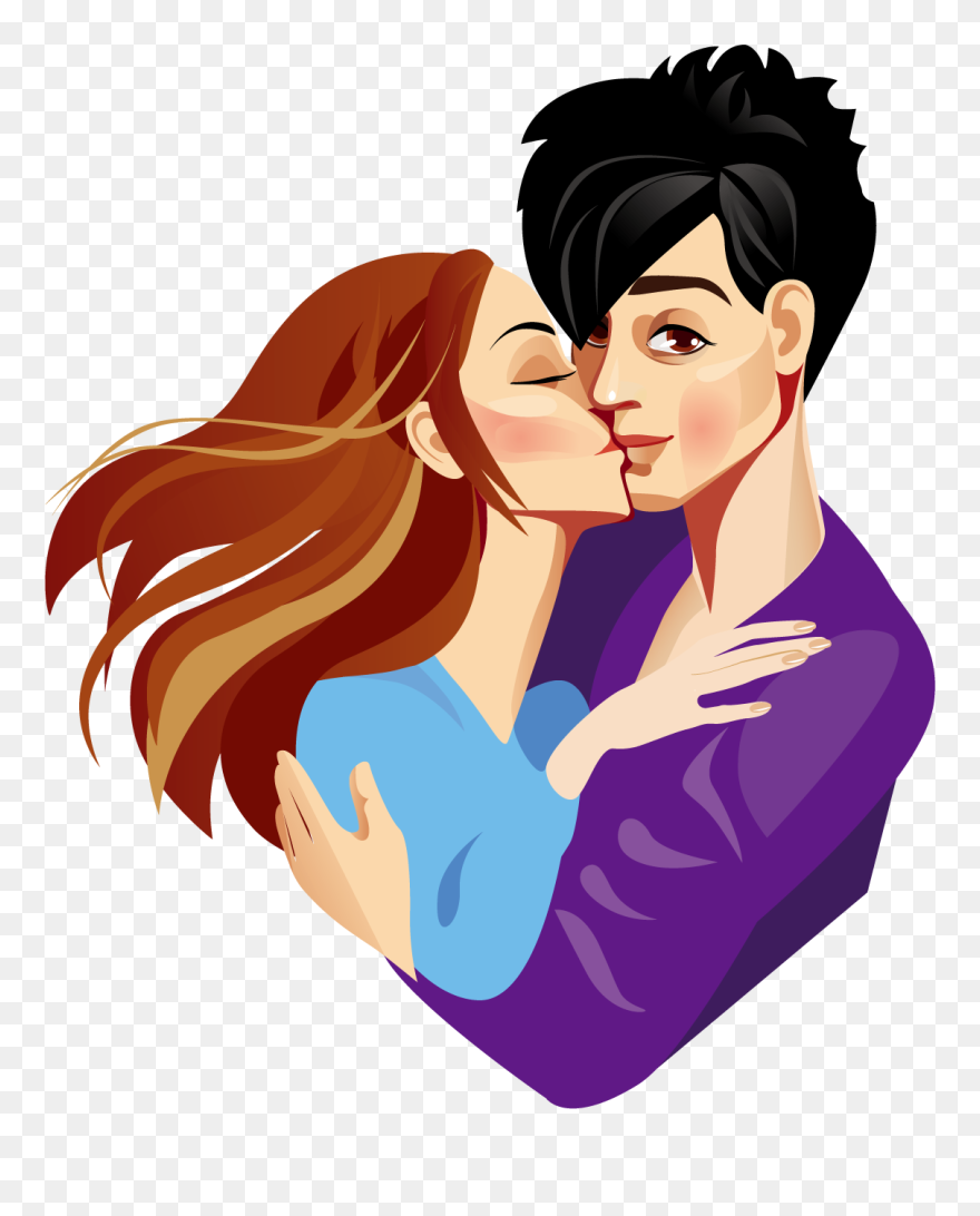 Woman Kiss Hug - Kiss Men And Women Clipart