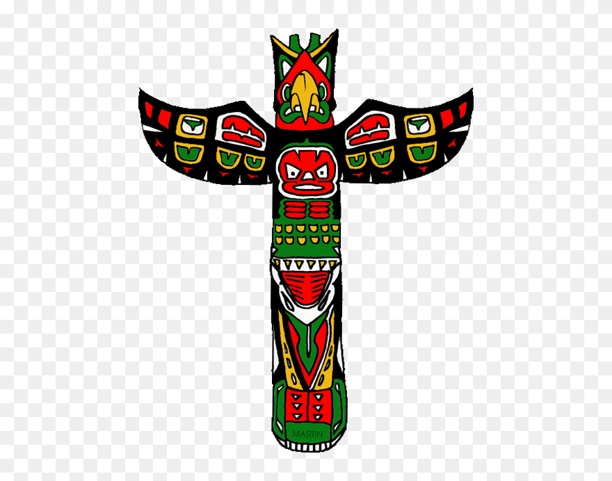 Native Americans Clip Art By Phillip Martin, Pacific - Native American Totem Pole Clipart - Png Download