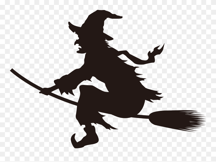 #witch #silhouette #black #broom - Witche On Broom Png Clipart