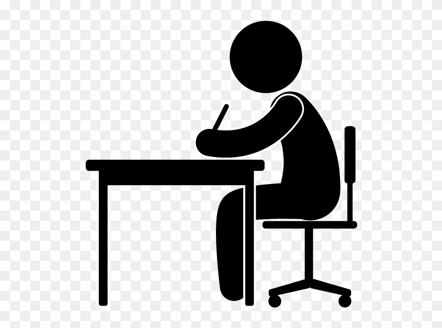 Sitting At Desk Clipart - Png Download