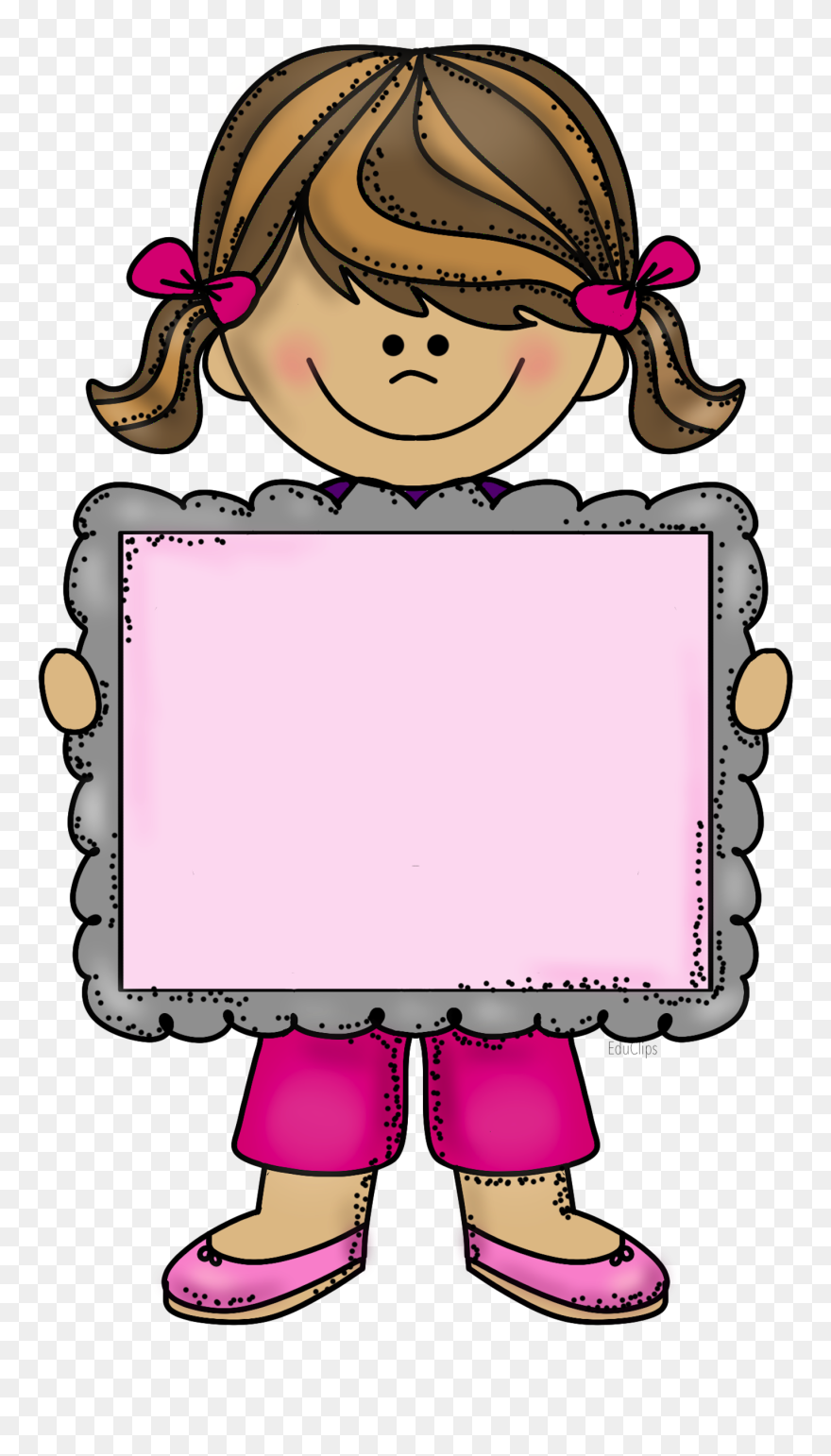 Organized Clipart Portfolio Student, Organized Portfolio - Clip Art Girl Border - Png Download