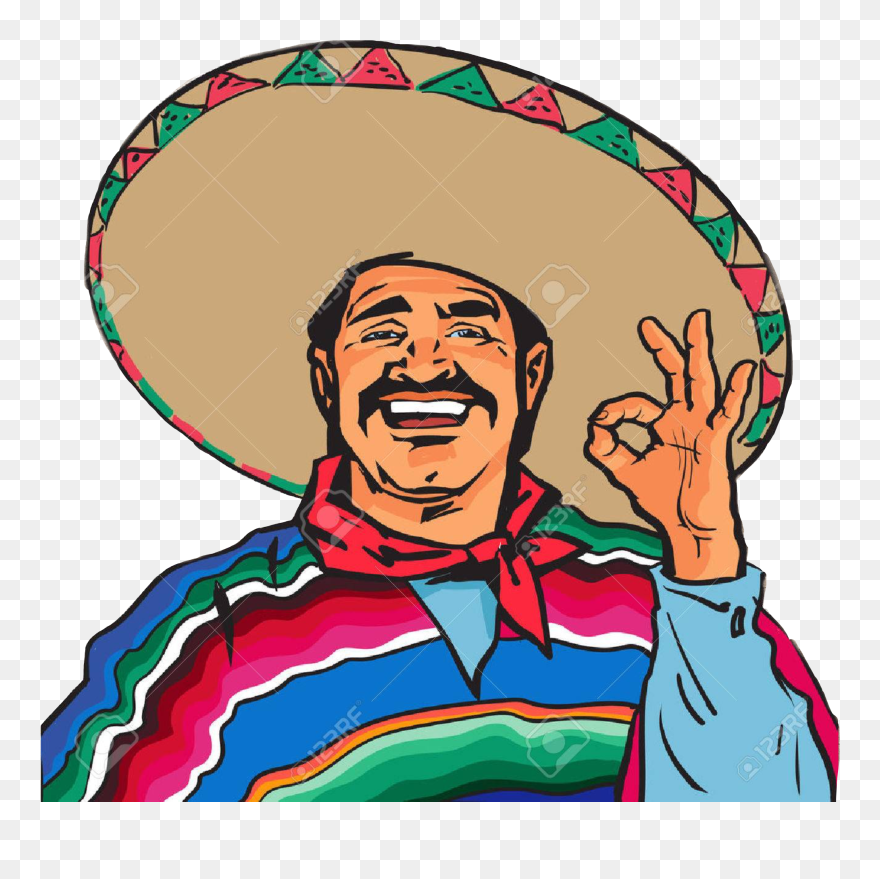#mexican #mariachi #mexico #fajitas #burritos #mejico - Man With Sombrero Clipart