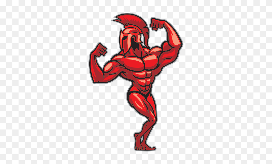 Red Spartan Fitness Bodybuider - Spartan Pose Clipart