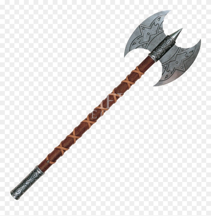 Battle Png Mart - Medieval Double Headed Battle Axe Clipart
